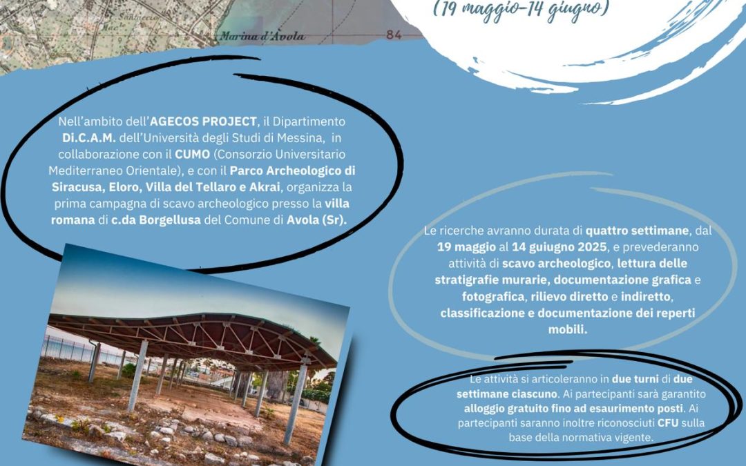 Gli  scavi archeologici che si svolgeranno presso la villa romana di Avola dal 19 maggio al 14 giugno.